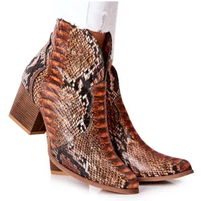 Lewski Shoes Santiags Lewski Marron Motif Serpent EV28 brun