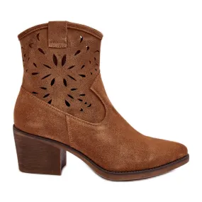 S.Barski Santiags Ajourées En Daim D&amp;A SN622-20 Camel brun